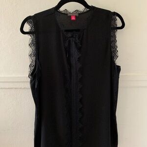 Vince Camuto sleeveless black lace blouse